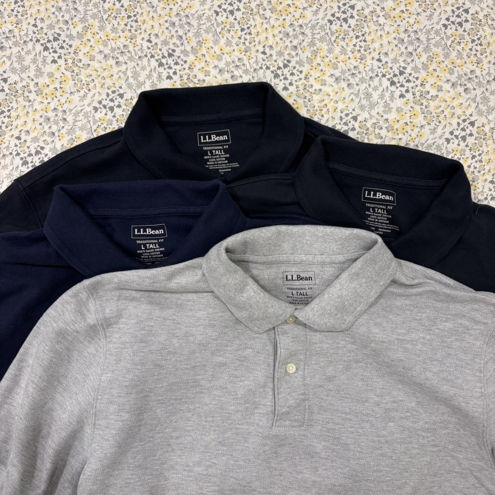 LOT OF 4 LL Bean Traditional Fit Polo Shirts Men's Size LT (L Tall) Cotton
